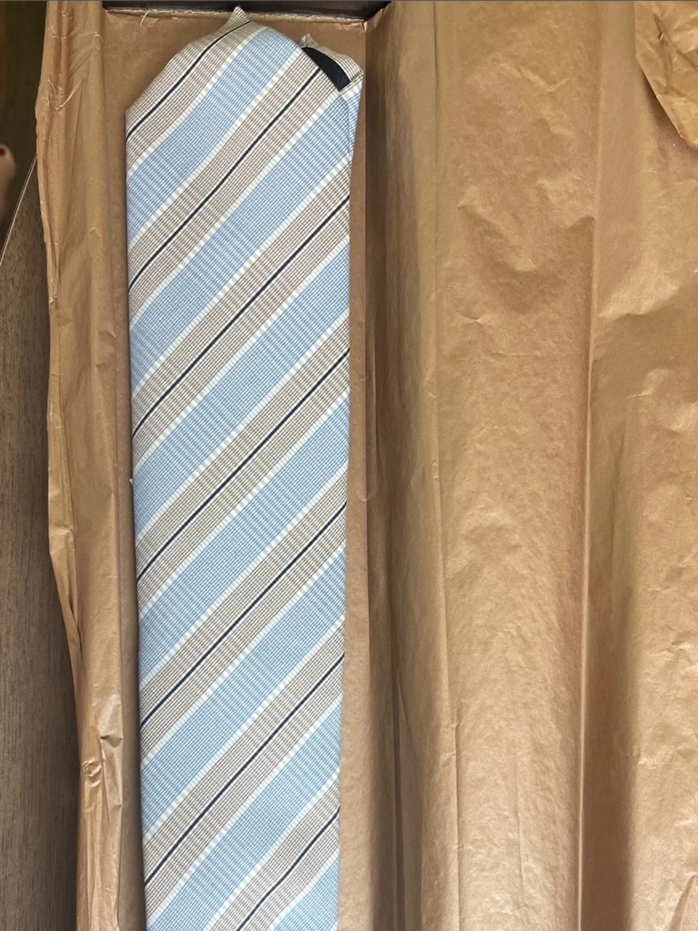Gucci Striped Silk Tie in Light Blue and Beige